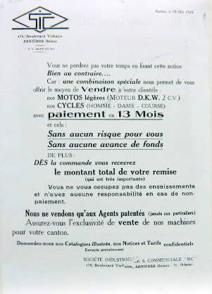 Couverture de 1924 SIC MOTO A MOTEUR DKW A ASNIERES
CATALOGUE EN COPIE