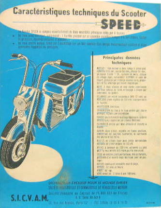 Couverture de SPEED SCOOTER SICVAM PROSPECTUS