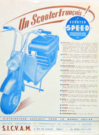 Couverture de SPEED SCOOTER FRANCAIS SICVAM PROSPECTUS