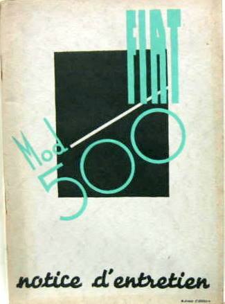 Couverture de 1938 FIAT 500 LIVRET D'ENTRETIEN