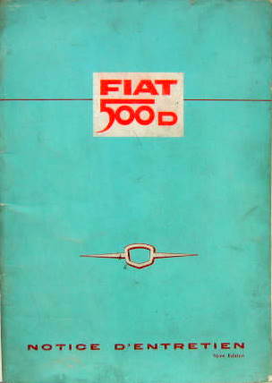 Couverture de 1962-IV FIAT 500 D LIVRET D'ENTRETIEN