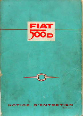 Couverture de 1963-1 FIAT 500 D LIVRET D'ENTRETIEN