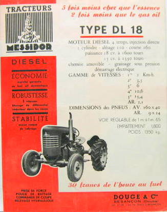 Couverture de TRACTEUR MESSIDOR DL 18 DOUGE A BESANCON