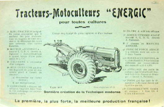 Couverture de TRACTEUR ENERGIC 409  PROSPECTUS