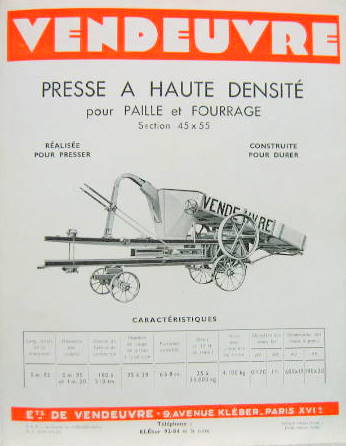 Couverture de TRACTEUR VENDEUVRE PRESSE A HAUTE DENSITE