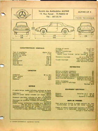 Couverture de ALPINE GT4 CARACTERISTIQUES TEMPS DE REPARATION COTES DE CHASSIS