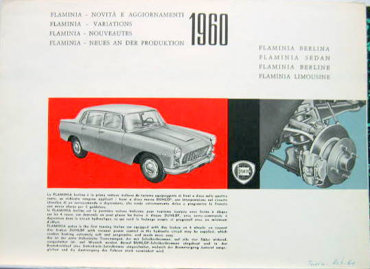 Couverture de 1960 LANCIA FLAMINIA BERLINE CATALOGUE 
EN 4 LANGUES