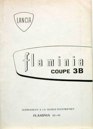 Couverture de 1962-IX LANCIA FLAMINIA COUPE 3B PININFARINA SUPPLEMENT AU LIVRET D'ENTRETIEN 10-11