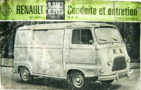 Couverture de RENAULT ESTAFETTE R2132-2133 LIVRET D'ENTRETIEN NE 925