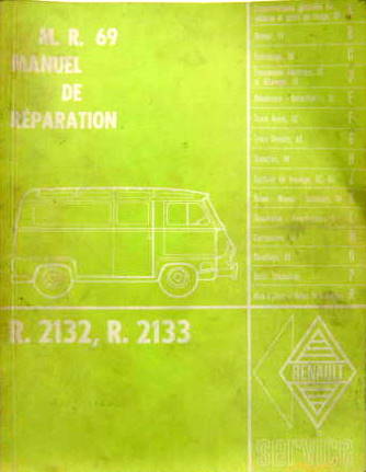 Couverture de 1962-5 RENAULT ESTAFETTE R2132-2133 A MOTEUR 688-01 MANUEL DE REPARATION MR69