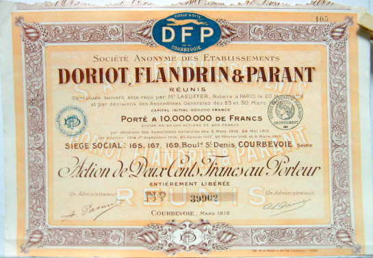 Couverture de 1918 DFP DORIOT FLANDRIN PARANT A COURBEVOIE ACTION