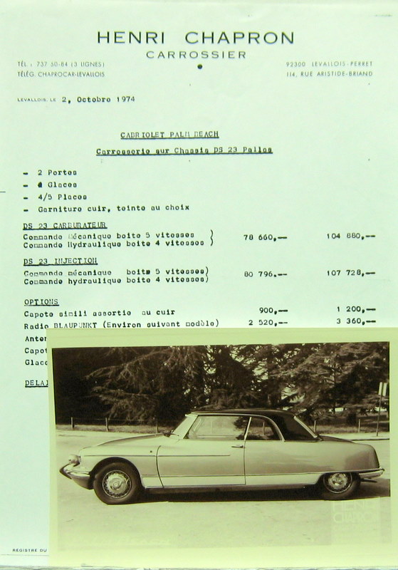 Couverture de 1974-10 CITROEN DS 23 PALLAS CHAPRON PALM BEACH