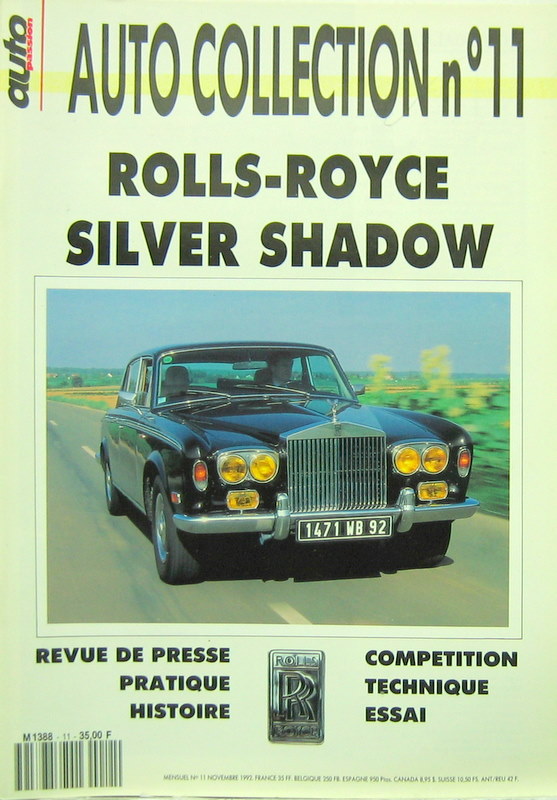 Couverture de ROLLS ROYCE SILVER SHADOW GOLD PORTFOLIO 1965 _ 1980 - AUTO COLLECTION N°11