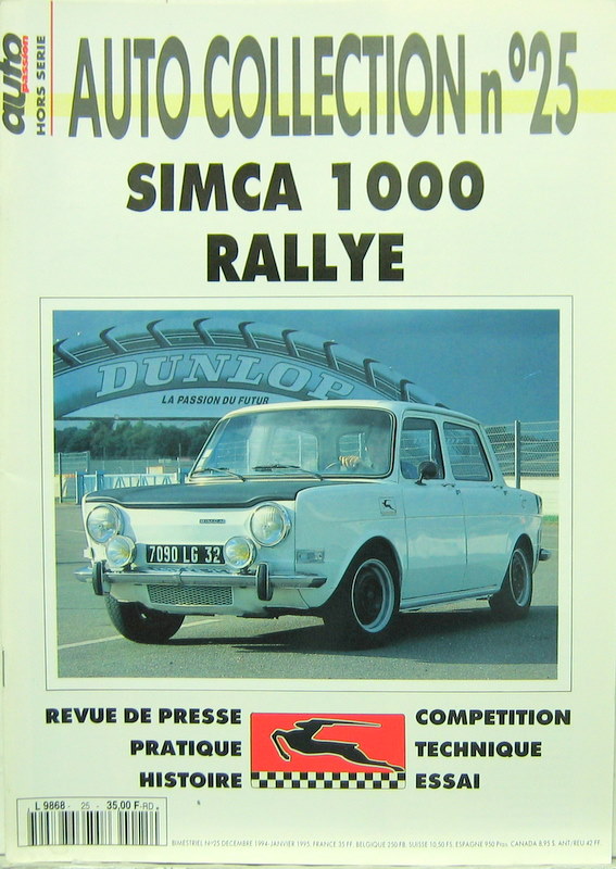 Couverture de SIMCA 1000 RALLYE AUTO COLLECTION N°25