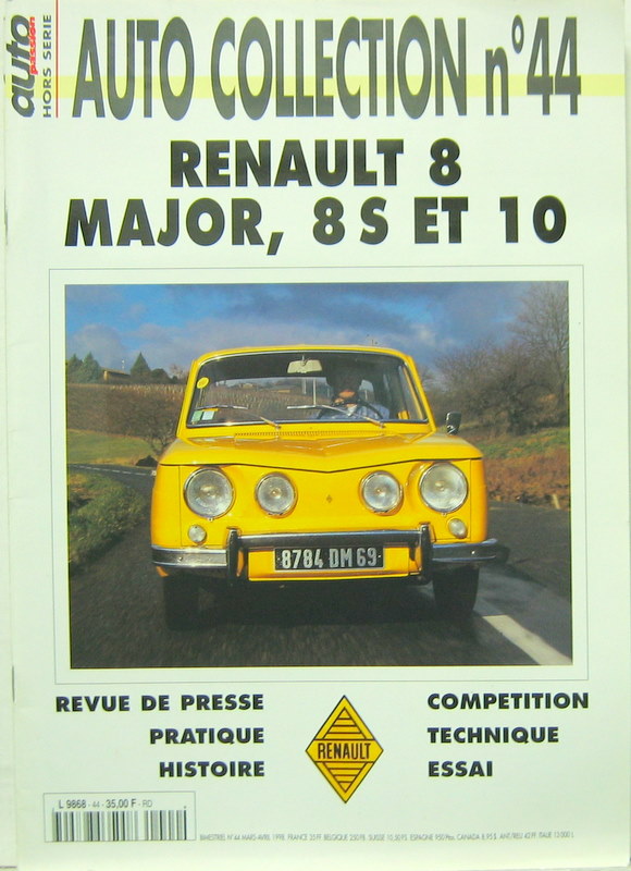 Couverture de RENAULT 8 MAJOR 8S ET 10 AUTO COLLECTION N°44