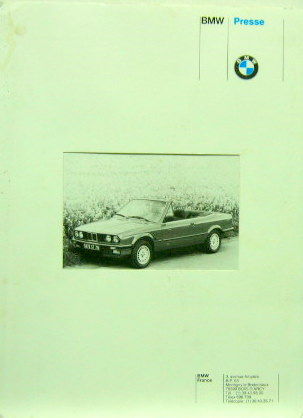Couverture de 1987 BMW 325 I CABRIOLET DOSSIER DE PRESSE