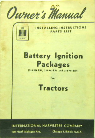 Couverture de 1959-4 FARMALL TRACTEUR 353938R91 353943R91 353944R91 BATTERY IGNITION PACKAGES   LIVRET D'ENTRETIEN EN ANGLAIS