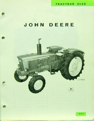 Couverture de 1968 JOHN DEERE TRACTEUR 2120 DESCRIPTIF