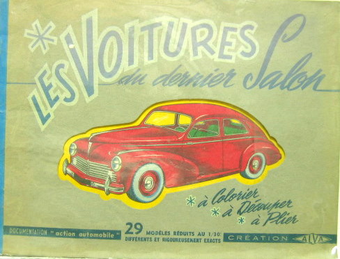 Couverture de ALVA LES VOITURES DU DERNIER SALON A COLORIER DECOUPER PLIER 29 MODELES AU 1/30 eme