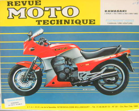 Couverture de 59 RMT KAWASAKI NINJA 750 1985 ET 900 1984-1986 FICHE PREMIERE URGENCE YAMAHA 1200 VENTURE