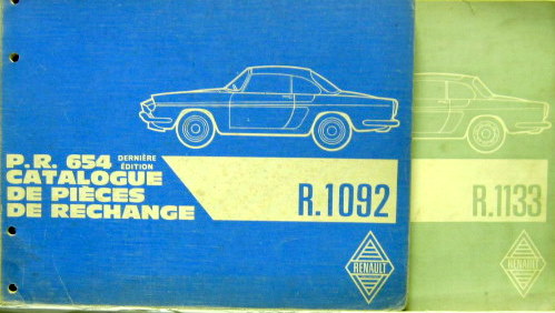 Couverture de RENAULT FLORIDE ET CARAVELLE 1092 1131 1133 CATALOGUE DE PIECES DETACHEES AVEC COLORIS  VENDUS SEPAREMENTS