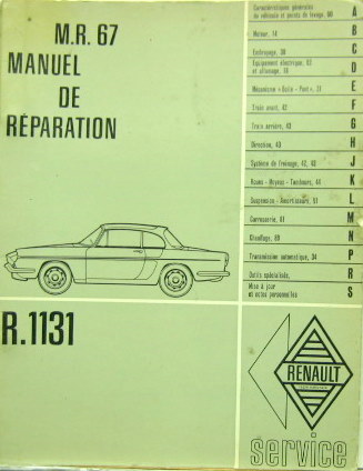 Couverture de 1962-5 RENAULT CARAVELLE 1131 MANUEL DE REPARATION MR 67