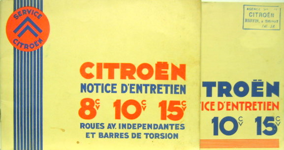 Couverture de CITROEN ROSALIE 8-10-15 CV  MOTEUR FLOTTANT NOTICE D'ENTRETIEN AC3676 DU 3-34 OU AC3915 DU 5-34 AU CHOIX