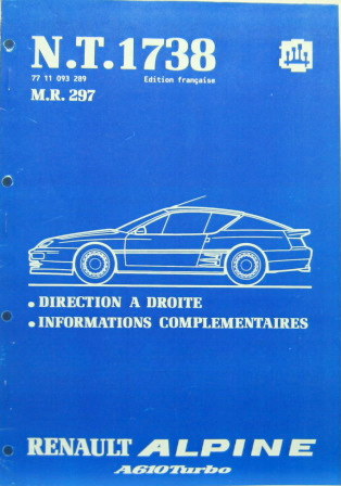 Couverture de 1991 ALPINE RENAULT A 610 TURBO INFORMATIONS COMPLEMENTAIRES  MANUEL EN COPIES RELIEES