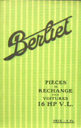 Couverture de BERLIET 16 HP VL CATALOGUE DE PIECES DETACHEES