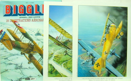 Couverture de BIGGLES 18 ILLUSTRATIONS AERONAUTIQUES D'ERIC LOUTTE DANS UN EMBOITAGE