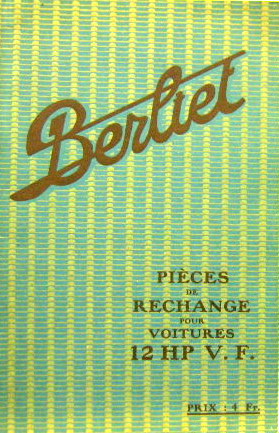 Couverture de BERLIET 12 HP VF CATALOGUE DE PIECES DETACHEES