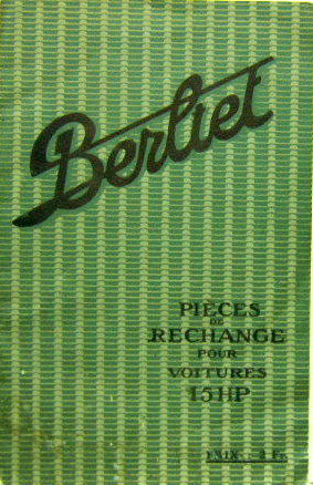 Couverture de BERLIET 15 HP VB CATALOGUE DE PIECES DETACHEES