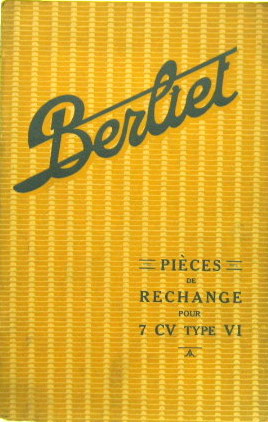 Couverture de 1926-9 BERLIET 7 CV TYPE VI  CATALOGUE DE PIECES DETACHEES