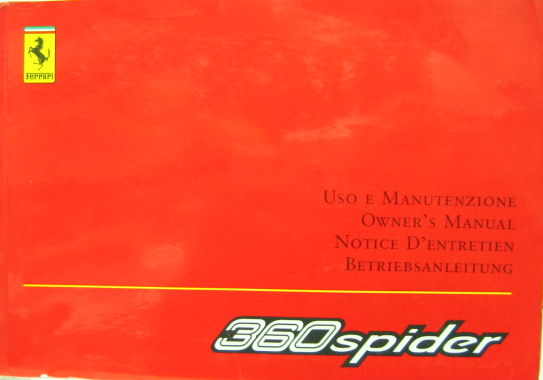 Couverture de 2000 FERRARI 360 SPYDER LIVRET D'ENTRETIEN EN MULTILANGUES