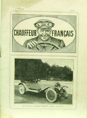 Couverture de 1919 SIGMA 10 HP TORPEDO DESCRIPTIF DU CHAUFFEUR FRANCAIS