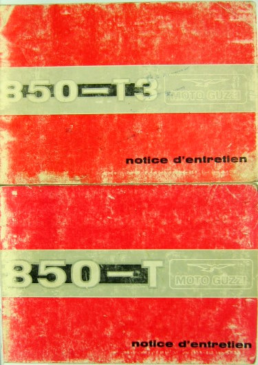 Couverture de 1974-1975 GUZZI 850T 850T3 LIVRET D'ENTRETIEN EN FRANCAIS AU CHOIX