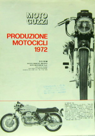 Couverture de 1972 GUZZI GAMME CATALOGUE EN ITALIEN