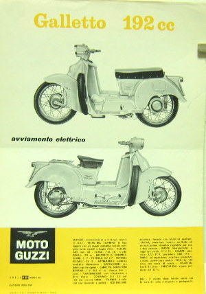 Couverture de 1962-8 GUZZI GALETTO 192 CC PROSPECTUS EN ITALIEN