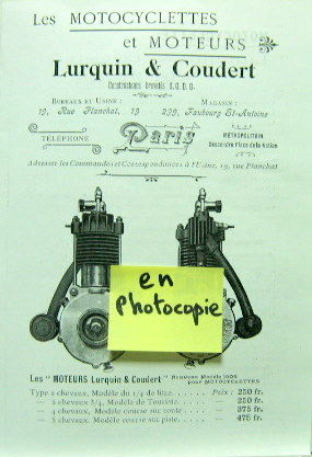 Couverture de 1904 LURQUIN ET COUDERT CATALOGUE EN PHOTOCOPIE