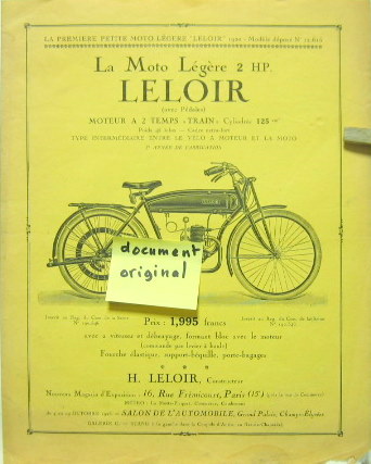 Couverture de 1920 LELOIR MOTO LEGERE 2 HP MOTEUR TRAIN A PARIS