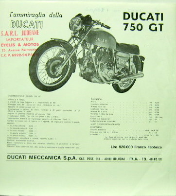 Couverture de DUCATI 750 GT PROSPECTUS EN ITALIEN