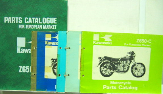 Couverture de 1977-1979 KAWASAKI Z 650  CATALOGUE DE PIECES DETACHEES EUROPEAN MARQUET EN ANGLAIS AU CHOIX