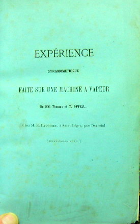 Couverture de 1869 ESSAI D'UNE LOCOMOTIVE DES ATELIERS POWELL A ROUEN DE 60 CV MISE EN CIRCULATION EN 1853
