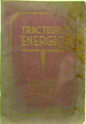 Couverture de 1938 TRACTEUR ENERGIC CATALOGUE