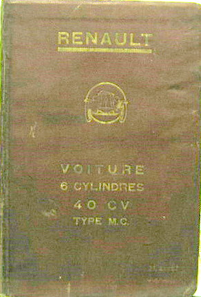 Couverture de RENAULT 6 CYLINDRES 40 HP TYPE MC   LIVRET D'ENTRETIEN NE 57