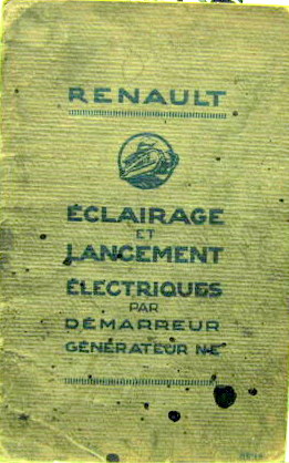 Couverture de RENAULT ECLAIRAGE ET LANCEMENT ELECTRIQUE PAR DEMMARREUR GENERATEUR NE LIVRET D'ENTRETIEN NE 14