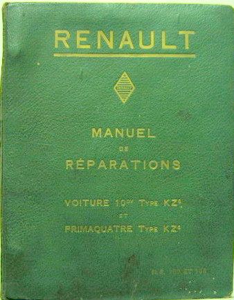 Couverture de 1931-11 RENAULT KZ5 ET PRIMAQUATRE KZ6 MANUEL DE REPARATION NE153-158