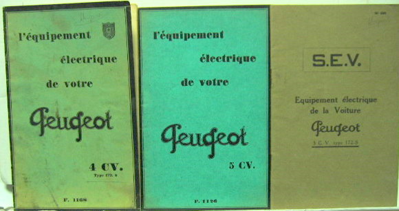 Couverture de PEUGEOT 4 ET 5 CH LIVRET DE L'EQUIPEMENT ELECTRIQUE  AU CHOIX