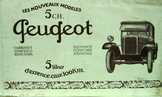 Couverture de PEUGEOT 5 CH 172BC CABRIOLET TORPEDO DEPLIANT
