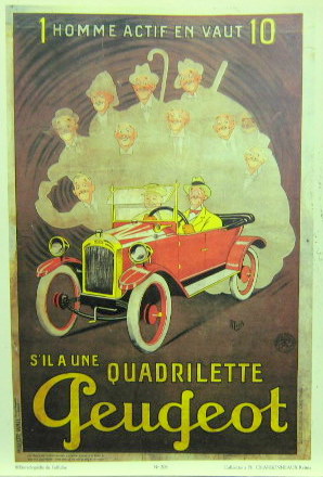 Couverture de PEUGEOT QUADRILETTE REPRODUCTION D'AFFICHE